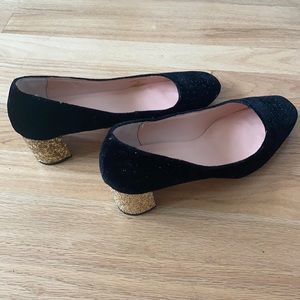 Kate Spade Serene Black Glitter heels